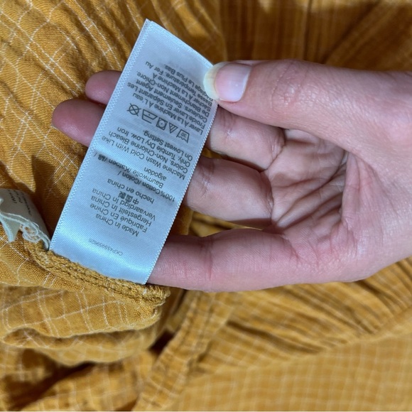 MADEWELL Yellow Peasant Balloon Plaid Top Shirt Blouse XXS - Picture 6 of 6